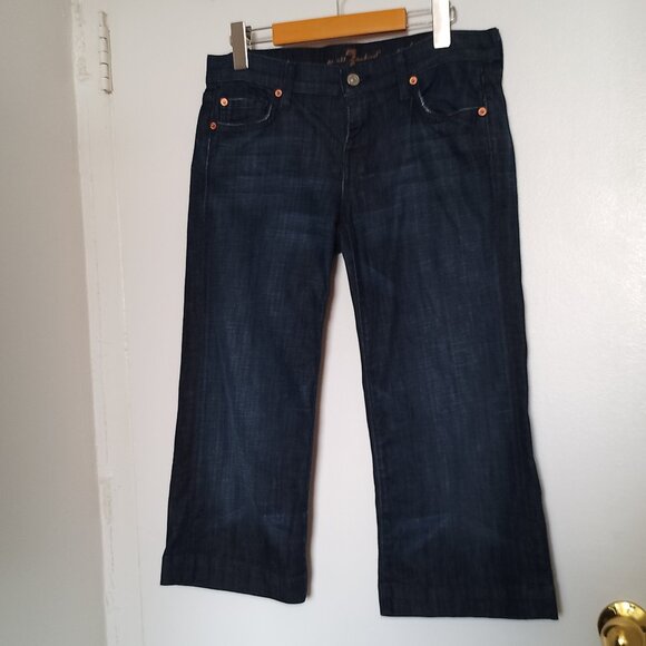 7 For All Mankind Womens’ Dojo Crop Jeans, Dark Wash, Sz. 33 - Picture 1 of 8